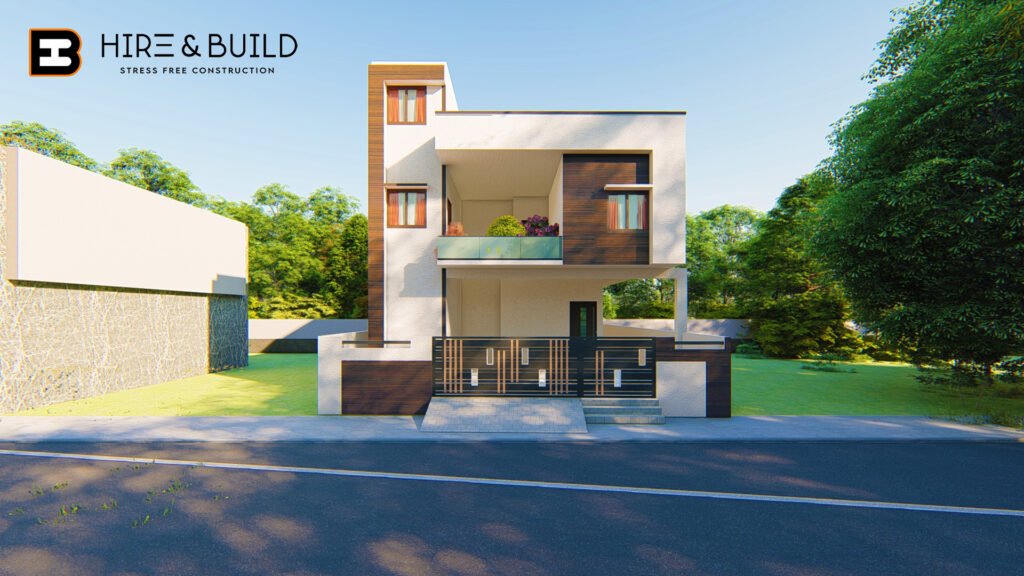 Elevation design of a 4bhk house