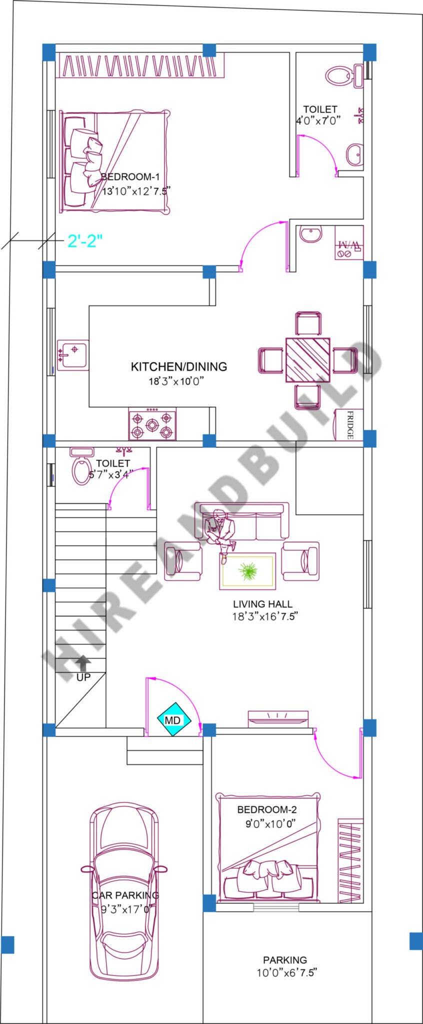 5bhk house plan:ground floor